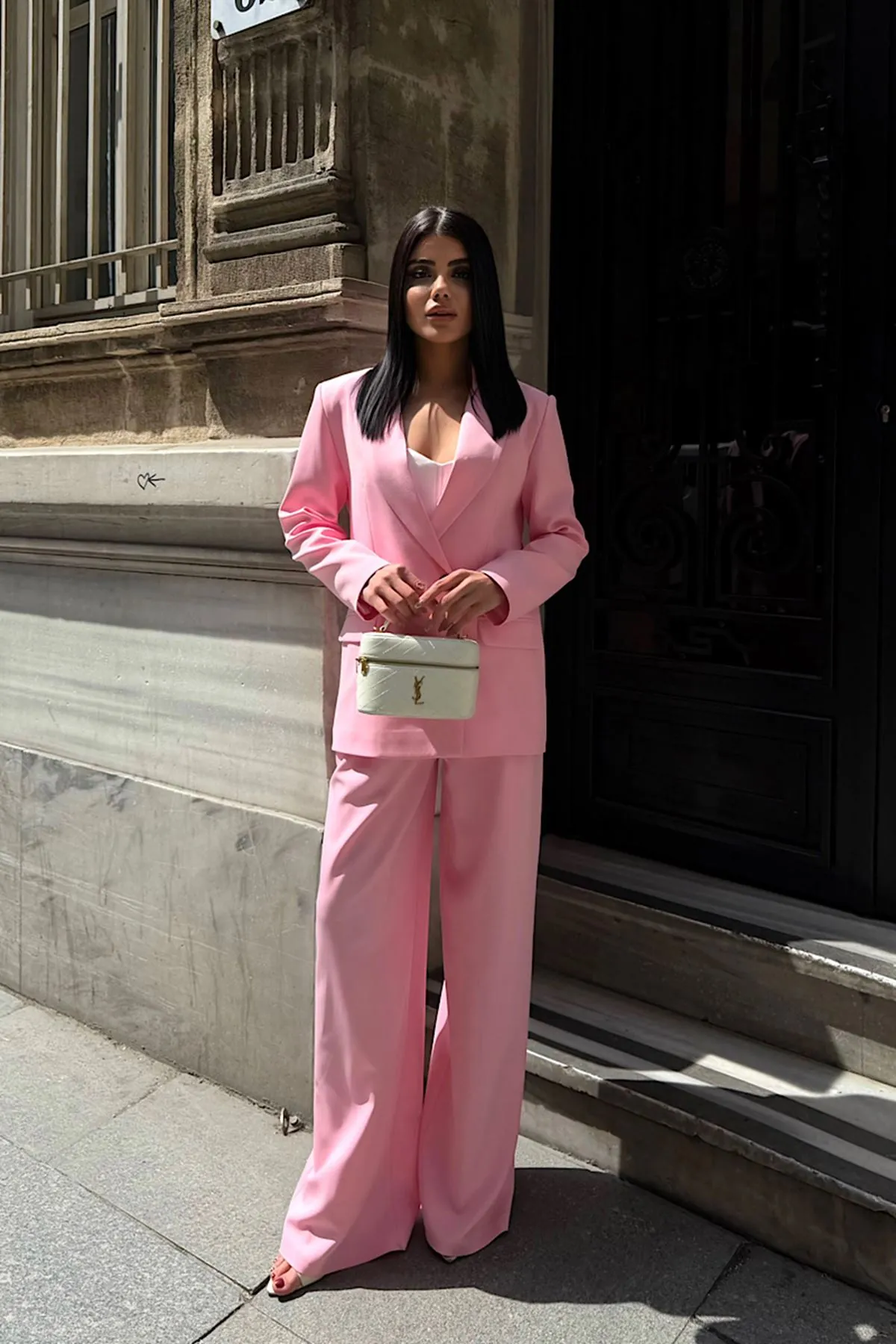 Oversize Ceketli Takım Pembe