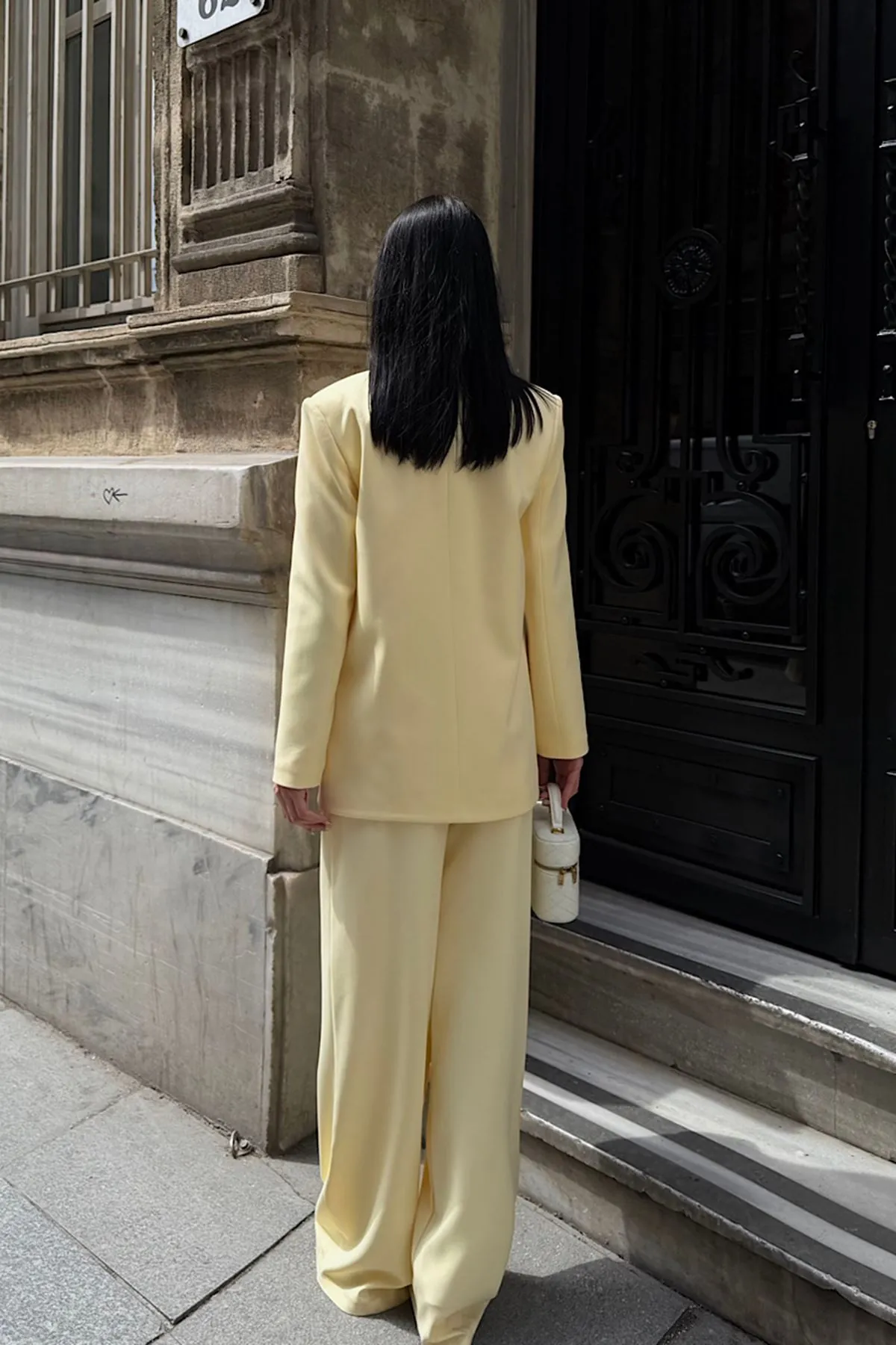Oversize Ceketli Takım Sarı