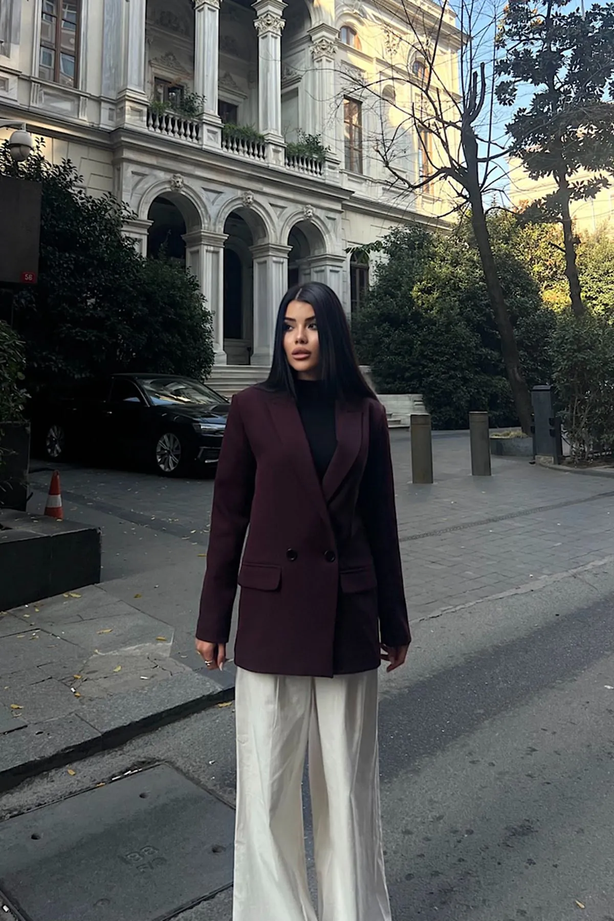 Oversize Blazer Ceket Mürdüm