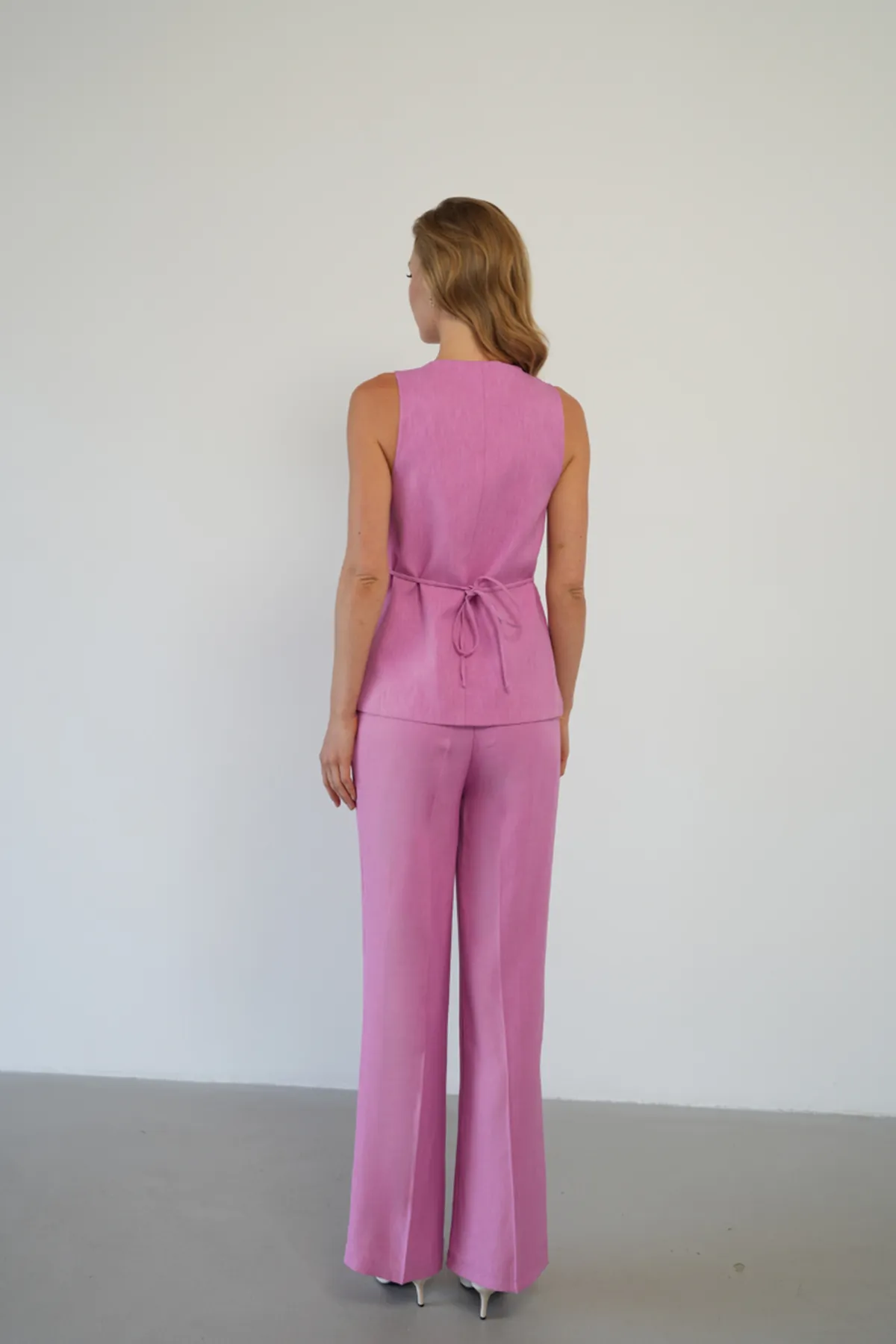 Modern Yelekli İkili Takım Pembe