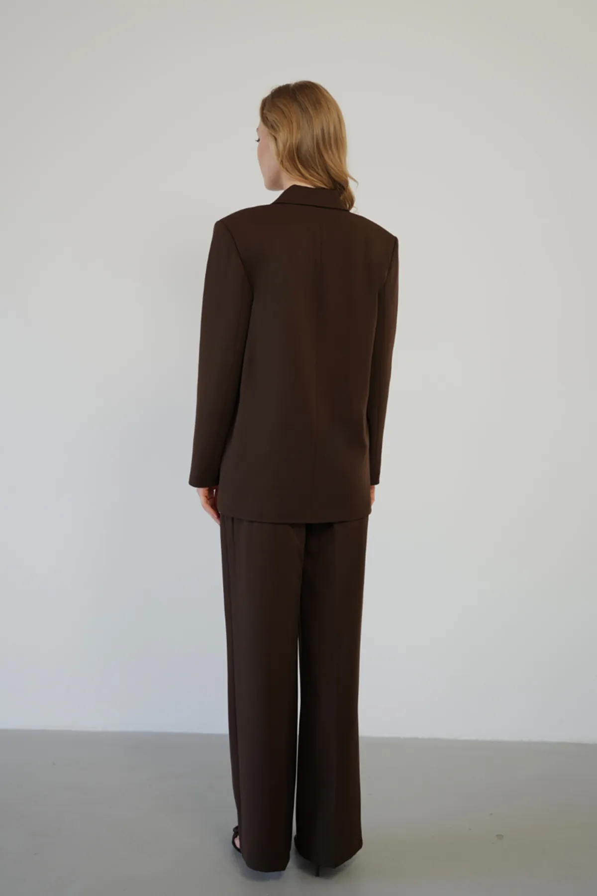 Oversize Ceketli Takım Kahverengi