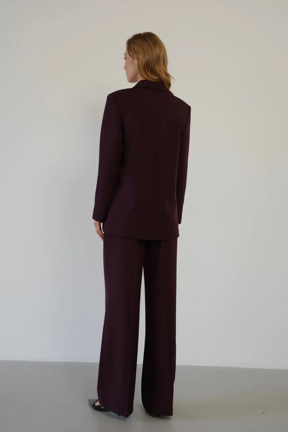 Oversize Ceketli Takım Mürdüm