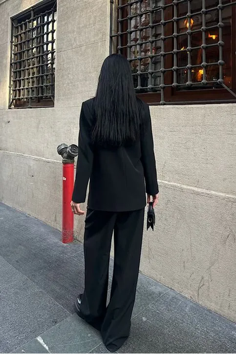 Oversize Ceketli Takım Siyah