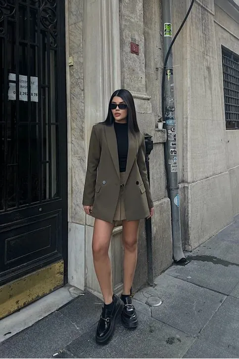 Oversize Blazer Ceket Haki