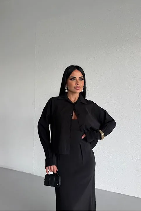 İkili Takım Gömlek Elbise Siyah