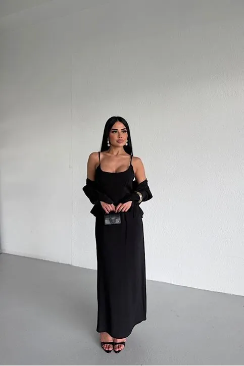 İkili Takım Gömlek Elbise Siyah