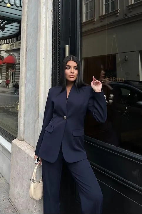 Gold Düğmeli Takım Elbise Lacivert